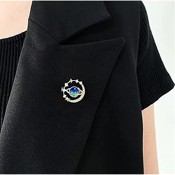 Planet Brosche Rhinestone Planet Brosche Badge Farverig Krave Pin Cirkulær Reversnål Anti-Glare Emalljenål