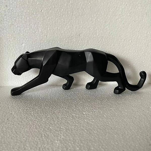 Panter Skulptur Prydnader, Panter Skulptur/Staty Modern Geometrisk Harts Leoparden Prydnader/Konst Hantverk Dekor för Hem Bibliotek Fönster Butik - Svart,