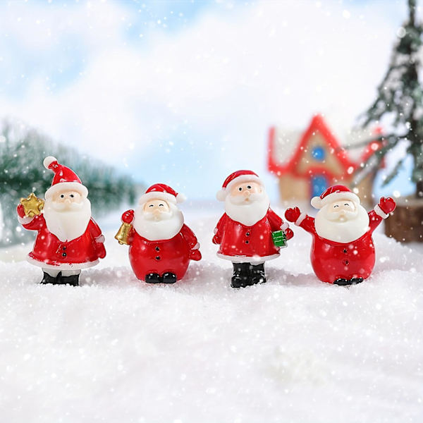 Haiweisi 4 st/set Mikro Landskap Jultomte Dekoration Prydnader, Jul Dekor, Hem Dekor, Fest Dekor, Thanksgiving Present-4 st Jultomte