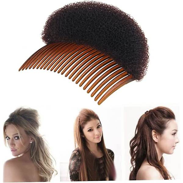 2PC Bump It Up Volume Hår Styling Clip Bun Maker Hår Indsæt Værktøj Multifunktionelle Hår Tilbehør med Kam til Øjeblikkelig Frisure(Brun)