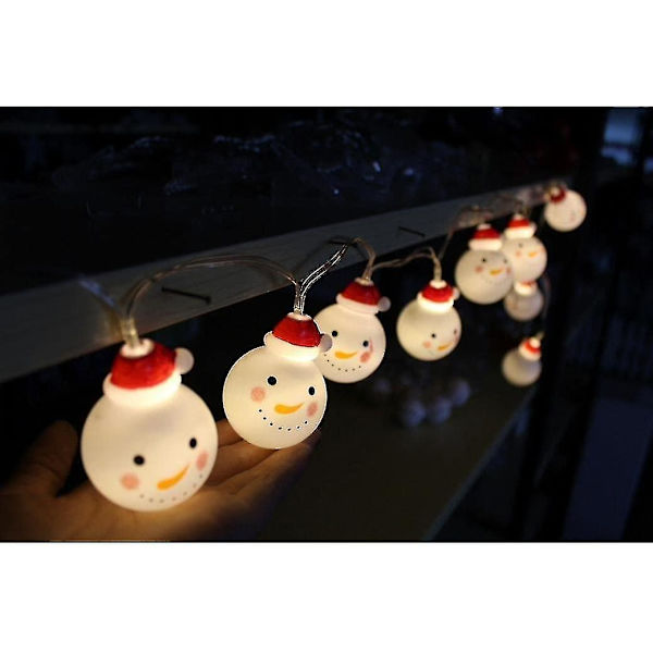 Julbelysning, LED-julsnögubbe-sträng med stjärnformad belysning för trädgårdar, hem, bröllop, julparty, batteridriven, juldekoration, varmvit 1st