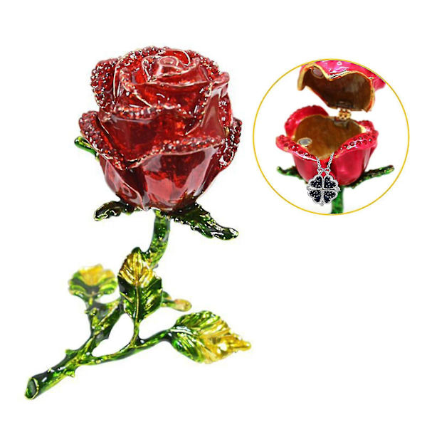 Kreativ legering ros blomma smycken förvaringslåda arrangör hållare dekorationer