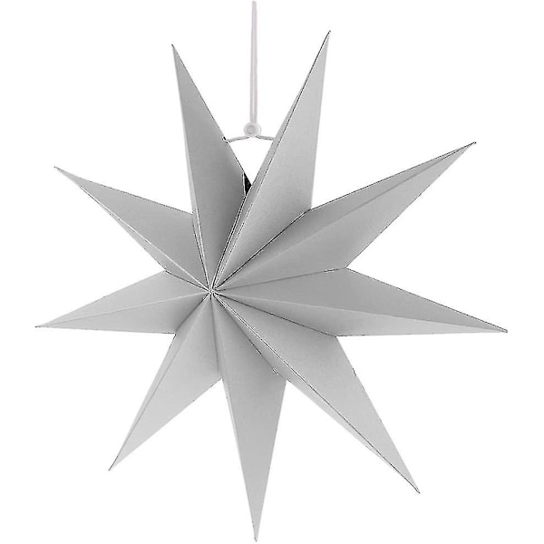 Foldbare stjerner, 30 cm 9-punkts Poinsettia papir stjerne sett for juletre - Hvit grå svart, 3 stykker