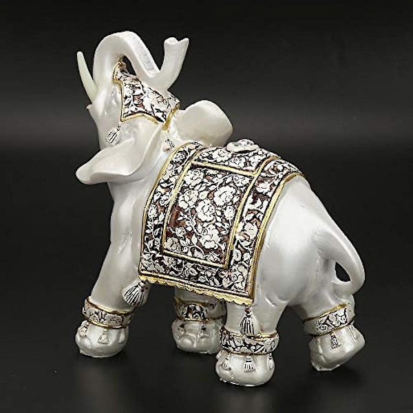 6 tommer dekorative elefant statue hvid farve harpiks held og lykke elefant feng shui samleobjekt ornament til hjemmekontor dekoration