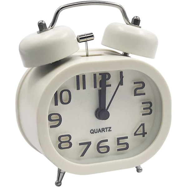 Retro Tyst Kvarts Väckarklocka, Morgon Väckarklocka Rese Sängbords Analog Klocka Dubbel Metallklocka