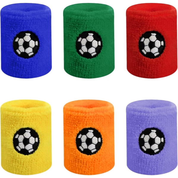 6 PCS Fargerike Sports Armbånd Bomull Svettebånd Armbånd Håndledds Svettebånd Håndledd