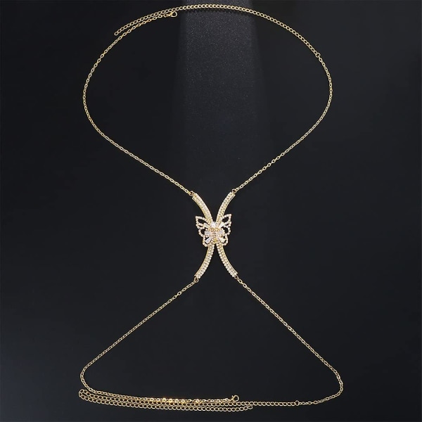 Kvinnors Gold Body Chain Party BH Chain Shiny Body Accessoarer