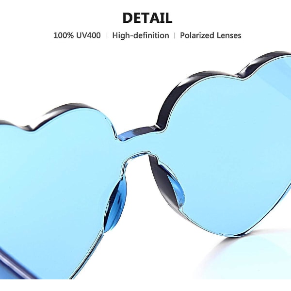 Ylisuuret reunattomat aurinkolasit All-in-One Heart Glasses Värilliset aurinkolasit