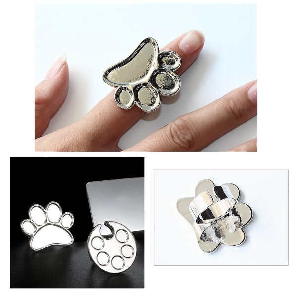 2 delar Mini Nail Art Polish Hållare, Nail Art Palett Ringar, Nagel Palett Finger Ringar, silver