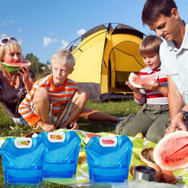 3-pack hopfällbar vattenbehållare, 10L utomhus hopfällbar vattenpåse bilvattenbärare behållare för sport camping vandring picknick BBQ