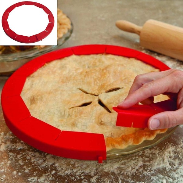 Justerbare silikone pie Crust Shield pie Protectors, fødevaresikker silikone