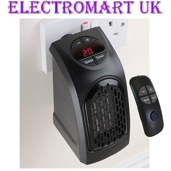 Kompakt 400W fläktvärmare, justerbar termostat, 12-timmars timer, fjärrkontroll