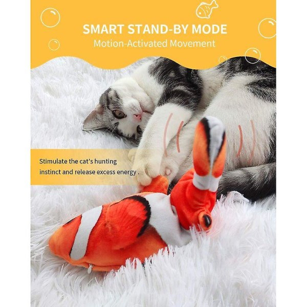 Katteleke, realistisk fisk Kattemynte elektrisk leketøy, interaktive plysj katteleker - Kicker leke for katter Kattunge katt