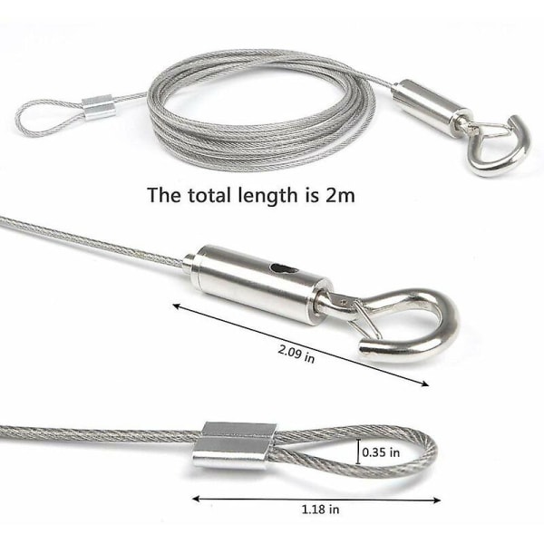 2 stk. X 2M rustfrit stål kabel væddemål krog reb til tøj/lys/fotos Max stand 30 kg boligtilbehør