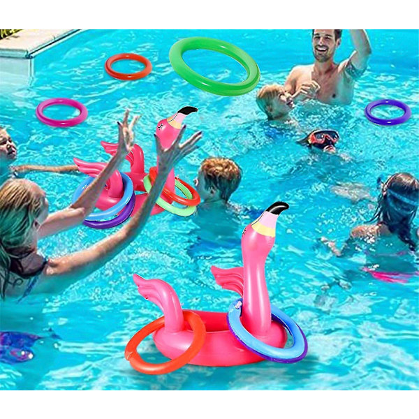15 stycken uppblåsbara flamingo pool leksaker ringkastspel festdekorationer strandleksaker Lh-1