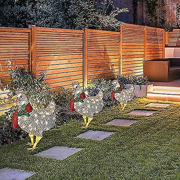 Ljuslykta Kyckling Med Halsduk Juldekoration, Led Jul Utomhus Dekorationer (Liten)