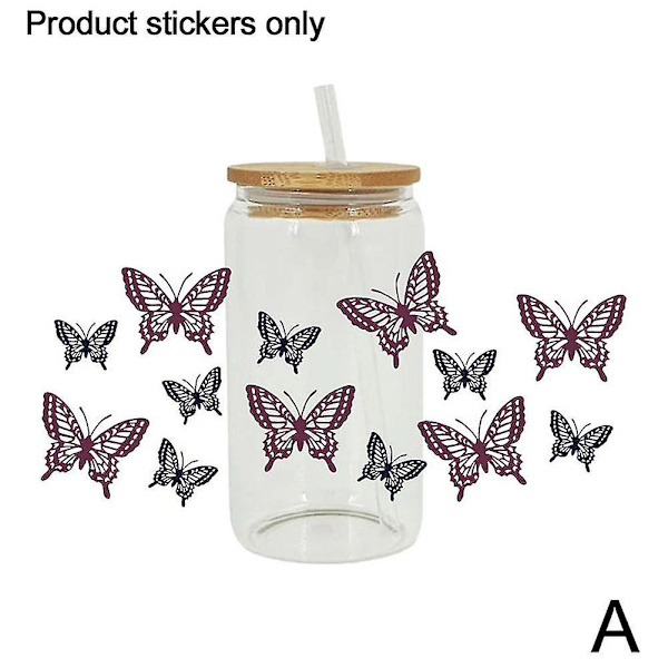 Söta pioner 16 OZ glaskoppar 3D snygg blomdesign UV DTF överföring klistermärke(D1778）