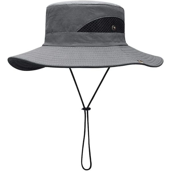 Solhatt, fiskehatt Unisex-hatt med bred rand for voksne utendørs safarihette, sommer UV-beskyttelse UPF 50+ bøttehatter for hagearbeid Vandrestrand