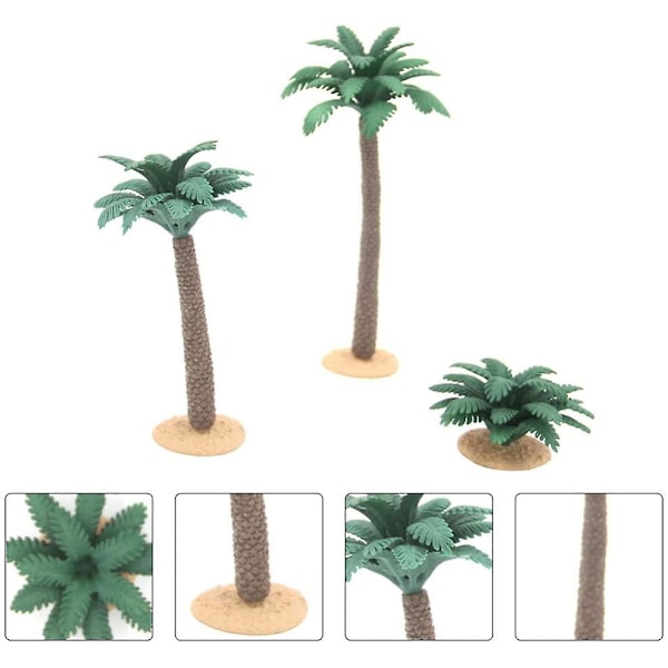 3 stk. Lille Kokosnød Palme Model Grøn Plast Kunstig Akvarium Planter Model Landskab Palme Træ Kunsthåndværk Statue