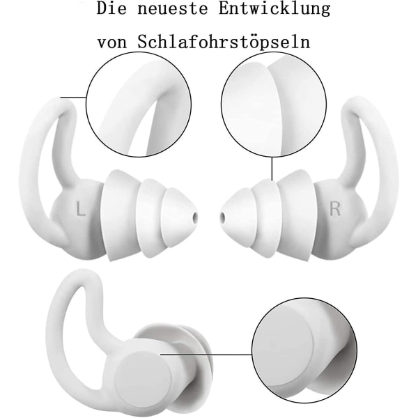 Öronproppar för sömn, Hörselskydd i silikon Öronproppar för hörselskydd, Tillverkade av återanvändbart silikon, Vattentätt, Mjukt hörselskydd för