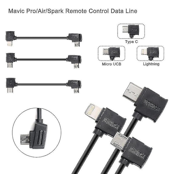 Startrc 10cm Lightning till Micro USB-kontakt Datakabel Kompatibel med Dji Mavic Mini/Air, Shark Fjärrkontroll