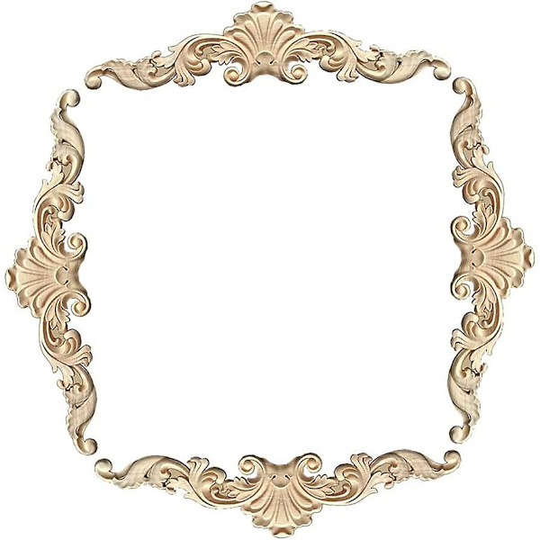 Träornament 4 st Craft Träskåp Möbler Snideri Hörn Träornament Omålad Applikation Ram Dekoration Träornament Handgjorda wo