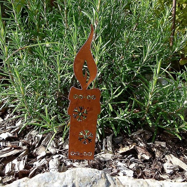 Kukkaruukkukynttilät - Metallinen puutarhakoriste - 20cm - Natural Rust Patina