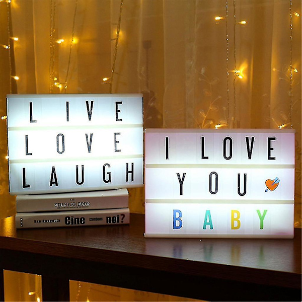 Led-ljus lysande låda bokstäver nummer kort DIY biograf ljus låda symboler（Färg)
