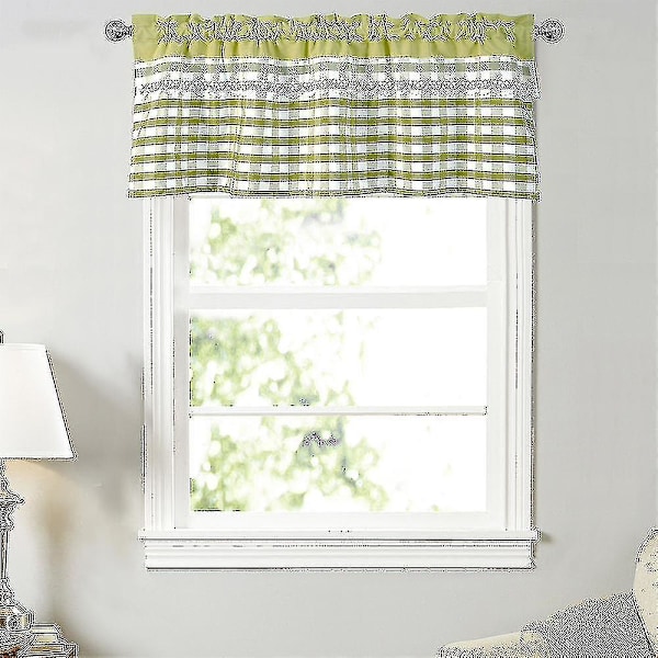 Kjøkken Gardiner Dekor Vindu Gardin Luksus Cafe Topper Gardiner (130cmx41cm, Gul Grønn)