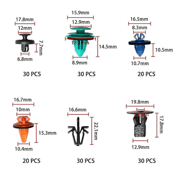 Bilhållare Klipp & Plastfästen Kit