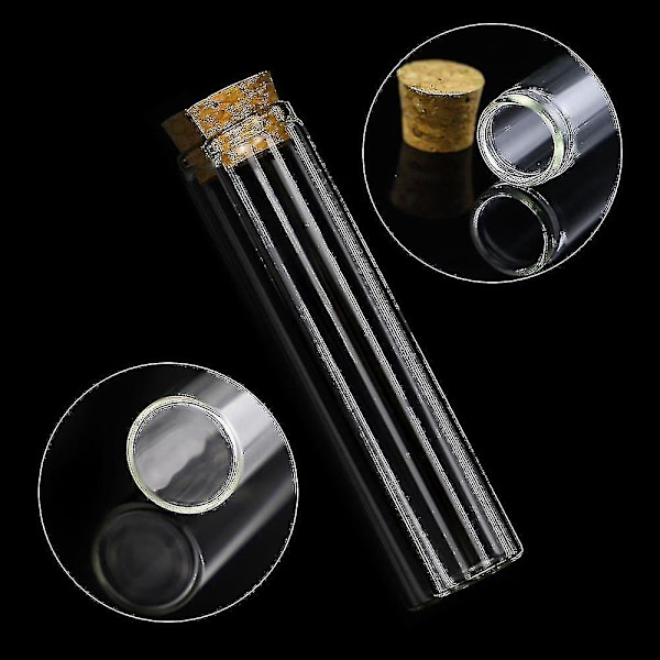 30 stk. 25 ml Glasprøverør, 20x100 mm Klart Flade Prøverør Med Korkpropper Til Videnskabelige Eksperimenter, Badesalt Og Slikopbevaring