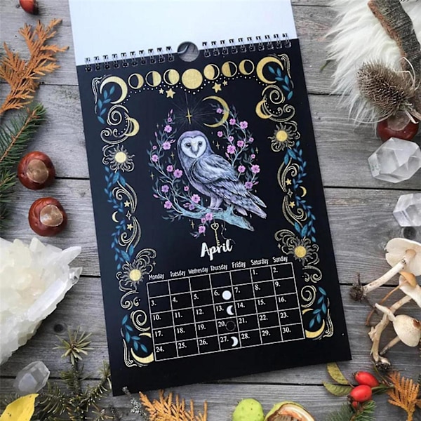 Ny Dark Forest Lunar Calendar Väggkalender Månadsvis Färgglad Väggkalender