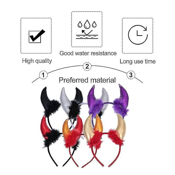 6pcs Devil Horn Headbands Halloween Hairbands Party Costume Horn Headband