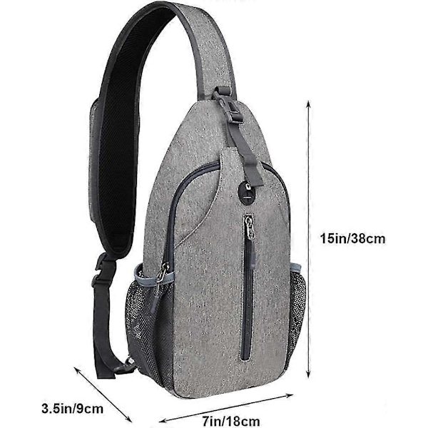Crossbody Sling Ryggsäck Sling Väska Rese Vandring Bröstväska, Ljusgrå