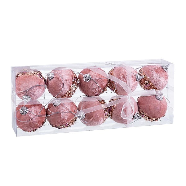 Julgranskulor Rosa Guld Polyfoam Tyg 6 x 6 x 6 cm (10 stycken)