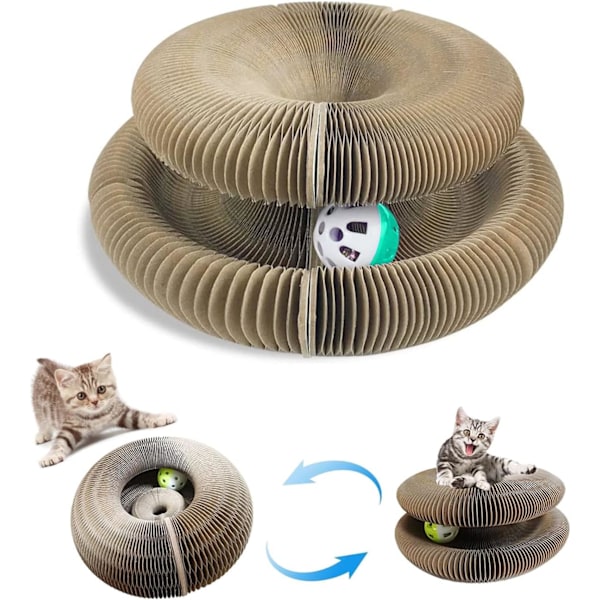 Kattklösbräda för kattungar, klösbräda för katter, wellpappklösbräda med klocka, 2 i