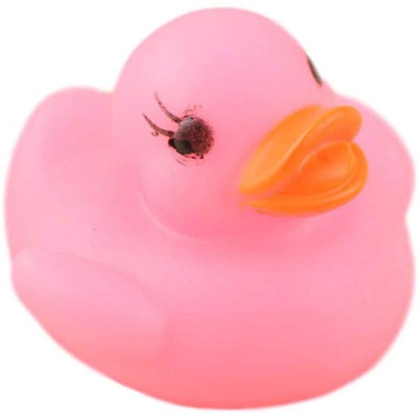 Klassisk badleksak i gummi med LED-vattensensor, blinkande anka som flyter i vatten, badankor för badrum, dusch, lek, simning, sommarstrand (rosa)