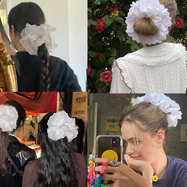 Håndlavede Blonder Scrunchies Hårbånd Håndledsband Hårtilbehør Til Daglig Brug