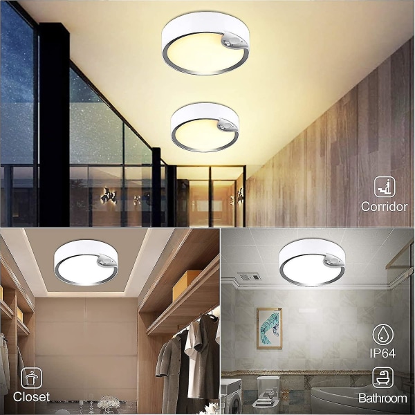 Led rörelsesensor taklampa Batteridriven IP64 Rund Indoor Utomhus Flush Mount (Batteri ingår ej)