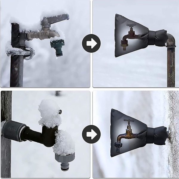 2 stk. frostbeskyttelse for utendørs kran, frostbeskyttelse for kran, vanntett, termisk fortykket krandeksel i hagen (svart, 7,5*5 tommer)