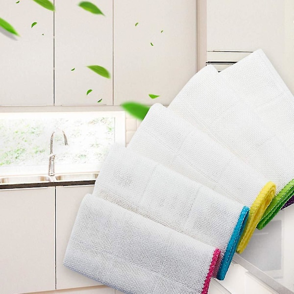 10 st Bambu Diskkläder Handdukar Kökshanddukar För Rengöring Diskkläder Tvättsbara Absorberande Maskintvättbara, Slumpmässiga Färger