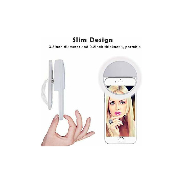2 stk 28LED Selfie Lys LED Selfie Klips Lys Gjenladbar Dimbar Klips Ring Lys Bærbar Fyll Lys for Bærbar PC, Kamera, 85*85*27MM