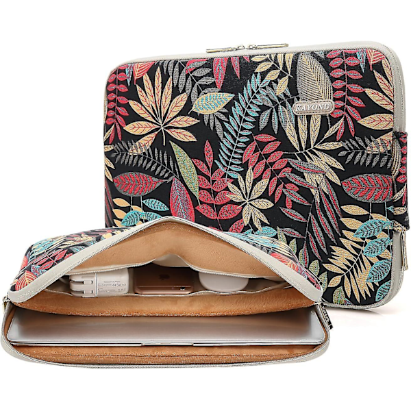 Canvas Vandafvisende Laptop Sleeve Case Taske til 13-13,3 Tommer (13-13,3 Tommer, Forest Series Sort)