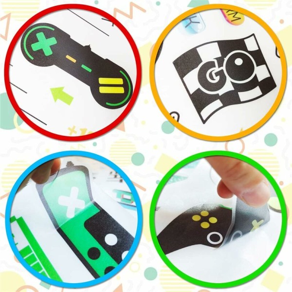 Väggklistermärken för videospel - Väggdekaler för DIY Gaming Väggdekaler Eat Sleep Game Over Gaming Controller Väggdekal för lekrum för barnrum Heminredning (6 ark)