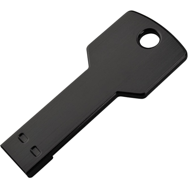 32gb USB-minnepinne, metallnøkkelformet 2.0 USB-minnepinnepennstasjon svart (32GB）