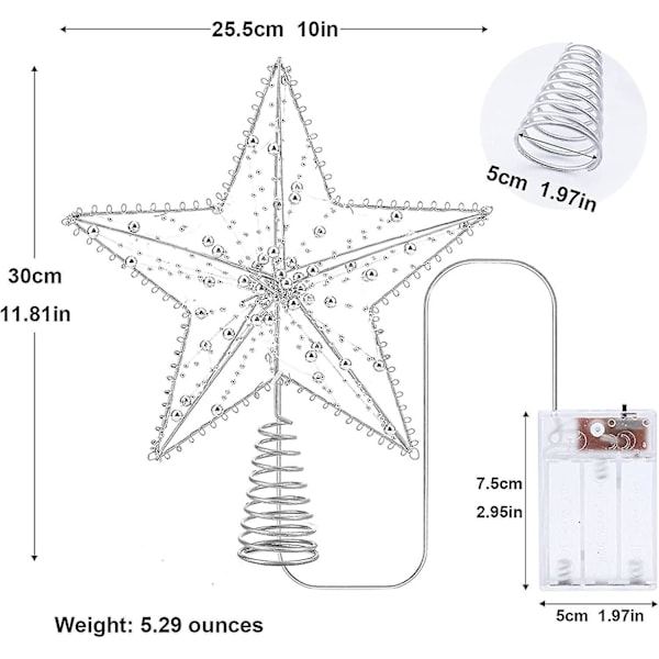 Sølv Juletre Toppstjerne Dekorasjoner Juletrpynt