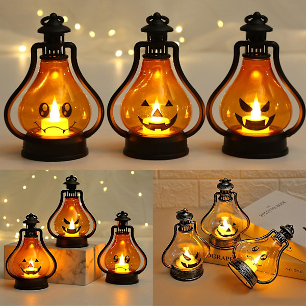 Halloween Dekorativa Ljus Energisparande Prydnadsföremål Inte Bländande Halloween Dekoration Halloween LED Ljus Hängande Prydnadsföremål (C, Bronsgrå)