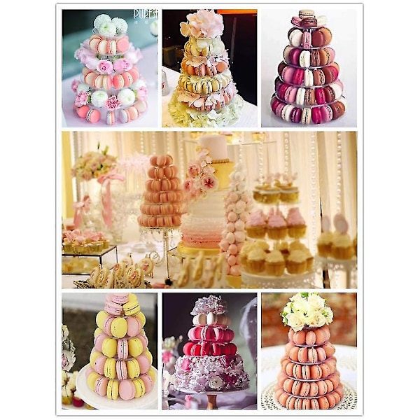 6-vånings Rund Macaron-Torn Stativ Kakstativ Kakdisplayställ För Bröllop Födelsedag Dekoration