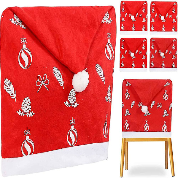 4-pack Stora Julstolsöverdrag, Mjuka Tomteluvor Stolsöverdrag, Julmatstolsöverdrag, Julstolsöverdrag för Hem, Kök, Matrum Dekoration