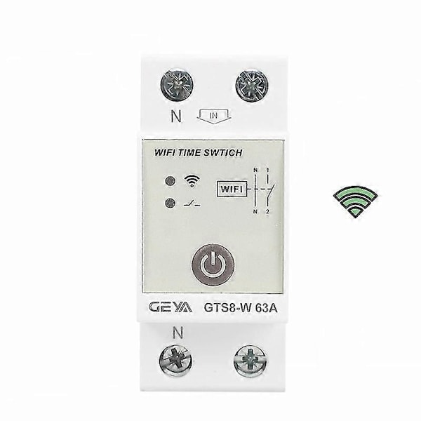 Gts8-w 2p Smart Wifi Timer Strömbrytare Din-skena Smart Hem Trådlös Fjärrkontroll Strömbrytare Inbyggd Tuya App Ac